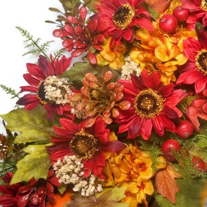 Autumn Wreath, Fall Fruit Wreath, Fall Floral Wreath, Harvest Wreath, Thanksgiving Wreath, Sunflower Wreath, Gold Hydrangea Wreath image 4