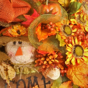 Fall Wreath,Harvest Wreath,Autumn Mesh Wreath,Fall Mesh Wreath,Sunflower Wreath, Fall Deco Mesh Wreath,Scarecrow Wreath,Welcome Fall Wreath, image 4