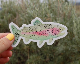 Rainbow Trout Watercolor Waterproof Sticker- Medium