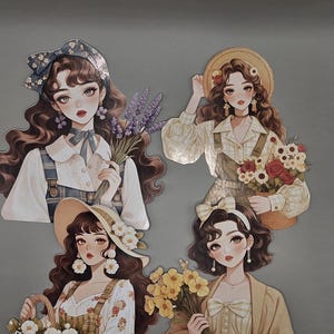 Spring Flower Girl Stickers | Flower Girl Stickers | Girl Stickers