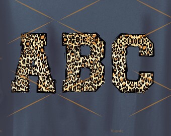 Distressed Leopard Print Font, Cheetah Varsity Letters, Grunge Animal Print Alphabet PNG, Cheetah Letters, PNG Font,