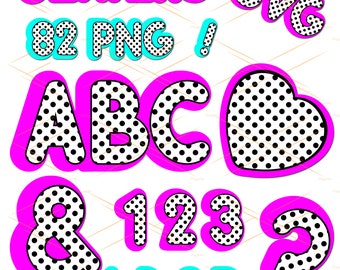 Polka dot font SVG & PNG, Pink Letters, Pink 3D Font SVG, Pop Art Surprise Alphabet Font, Polka dot Clipart