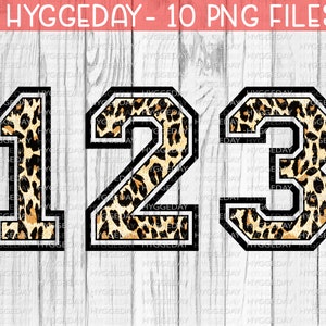 Leopard Sports Numbers, Sublimate Download, Graphics, Cheetah Varsity Numbers, Animal Print Numbers PNG, Cheetah Numbers, PNG Font,