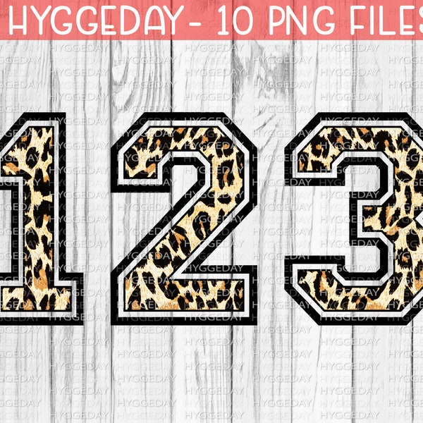 Leopard Sports Numbers, Sublimate Download, Graphics, Cheetah Varsity Numbers, Animal Print Numbers PNG, Cheetah Numbers, PNG Font,