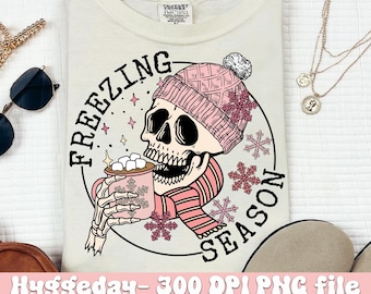 Freezing season png PNG, Sublimation Download, Printable, Sublimate, Digital Download, skull, skellie, winter, cocoa, snow,