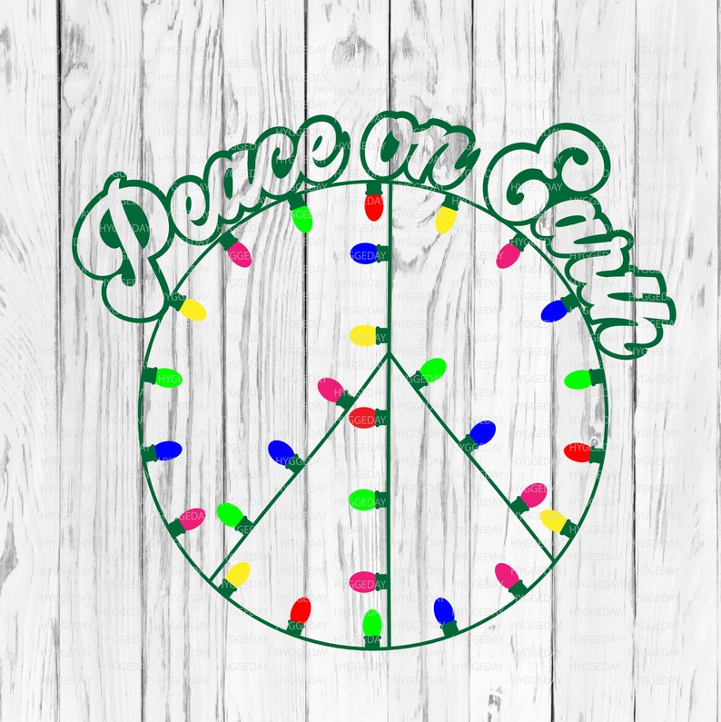 Peace on Earth Svg Dxf PNG Christmas Christmas Lights Peace Etsy