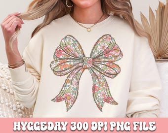 Floral Bow PNG: Spring Coquette Sublimation Design (Digital Download)