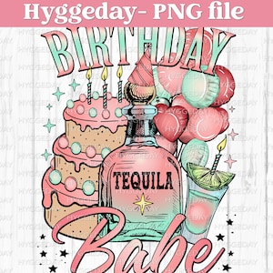 Birthday Babe PNG, Téléchargement numérique, Sublimation, Sublimation, Fête, Alcool, Alcool, Tequila, Groupe, Squad,