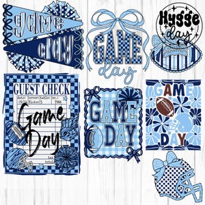 Navy and light blue Spirit Bundle PNG Digital Download Sublimation Sublimate school football autumn coquette preppy bows trendy shirt design
