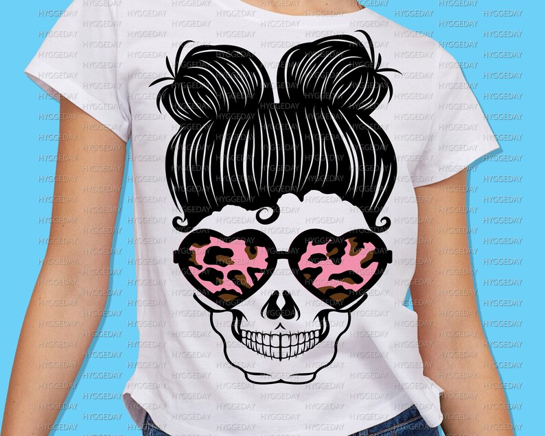 Download Girl Skulls Svg Dxf Png Messy Bun Skull Leopard Scrunchie ...