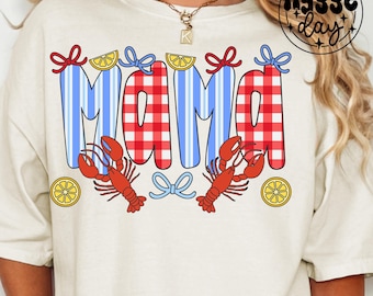 Mama Crawfish Boil PNG: Southern Gingham Stripes (Digital Download)