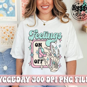 Feelings Off PNG, téléchargement numérique, sublimation, sublime, mignon, rétro, surstimulé, émotion, dissociatif, skellie, squelette,