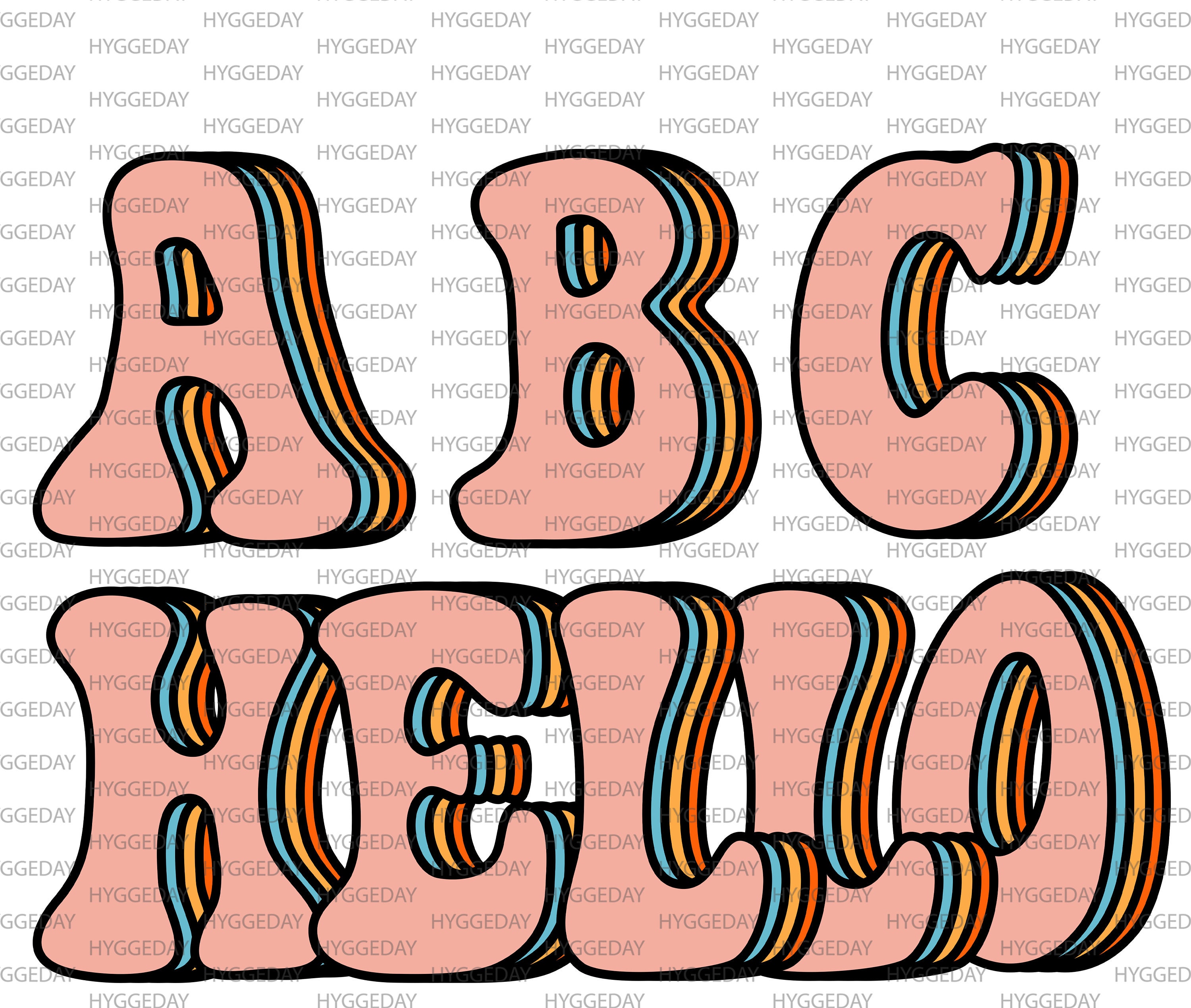 retro alphabet letters sublimate download retro vintage etsy