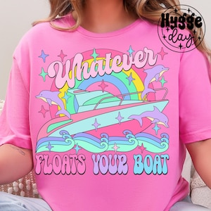 Whatever floats your boat PNG, Digital Download, Sublimation, Sublimate, cute, retro, vacation, beach, waves, rainbow, be yourself, y2k, 90s