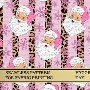 Seamless Christmas Png, Sublimate Download, Santa, girls, pink, snowflakes, Background, fabric printing