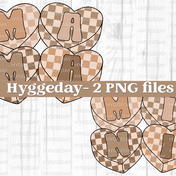 Matching Designs PNG, Digital Download, Valentines Day, Sublimation, Mama, Mini, sublimate, beige, retro, cute, hearts, checker, bougie,