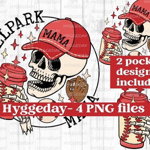 Ballpark Mama PNG, digitale download, honkbal, zakontwerpen inbegrepen, linkerborst, sublimeren, sublimatie, schedel, skelet, moeder,