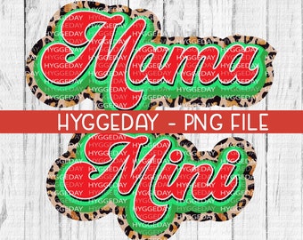 Matching set PNG, Christmas, leopard, cheetah, retro, mama, mini, Sublimation Download,