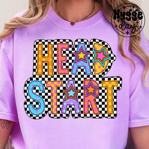 Head Start PNG, Digital Download, Sublimate, Sublimation, back to school, teacher, preppy checkered shirt design kids cute doodle
