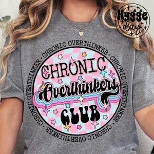 Chronic Overthinkers Club PNG, Digital Download, Sublimation, Sublimate, mental health, anxiety, preppy, checkerboard,