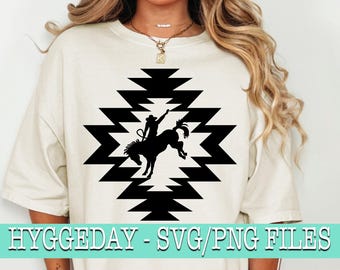 Aztec Bronc SVG DXF PNG, Digital Download, country, western, horse, cowboy, pattern, farmhouse, files for cricut, silhouette, sublimate,