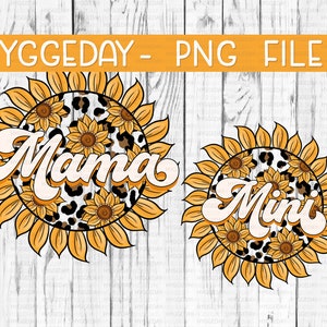 Paquete de mamá y mini png, descarga de sublimación, mamá y yo, mamá y yo, a juego, flores, girasoles Día de la madre, sublimación,