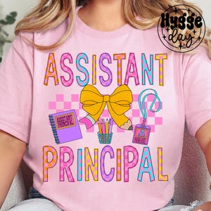 Assistent-directeur PNG, digitale download, sublimeren, sublimatie, waardering terug naar school leraar geruite coquette strik shirtontwerp