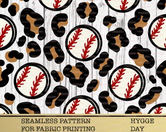 Seamless Baseball Leopard Png, Sublimate Download, Digital Paper, Printable, Animal Print, Cheetah, Background, Splash,