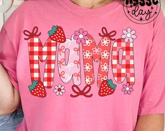 Mama PNG: Strawberry Gingham Design, Mother's Day (Digital Download)