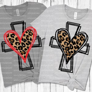 Doodle Leopard Heart Cross Svg PNG DXF, Cut File, Pâques, Guépard, tant aimé, béni, Jésus, Foi, cricut, silhouette, sublimer
