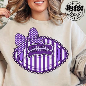 Football PNG: Purple Coquette Bow, Trendy Shirt Design (Digital Download