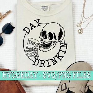 Drinkin 'SVG DXF PNG, téléchargement numérique, fichier de coupe, sublimer, été, alcool, alcool, squelette, tête de mort, Skellie, Cricut,