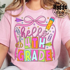 4th Grade Png, Digital Download, Sublimate, Sublimation, fourth, back to school, teacher, preppy, kids, cute, coquette bow, apple, pencil,