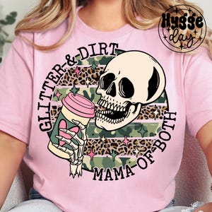 Glitter and Dirt Skellie PNG: Camo Leopard Mama Design (Digital Download)