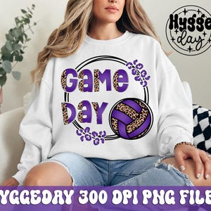 Game Day PNG, Sublimation Download, school, team, spirit, game day, volleyball, purple,