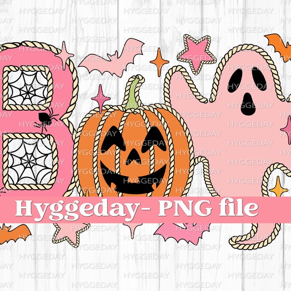 Boo PNG, Digital Download, Sublimation, Sublimate, Halloween, cute, retro, western, country, cowboy, cowgirl, kids, fall, pumpkin, ghost
