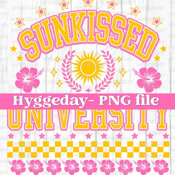 Sunkissed universiteit PNG, digitale download, sublimatie, sublimeren, zomer, zon, vakantie, preppy, zonnig, zonneschijn, strand