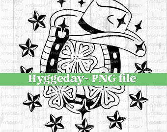 St. Patrick's Day PNG, Digital Download, Sublimate, Sublimation, howdy, western, country, cowboy, retro, vintage, clover, one color design