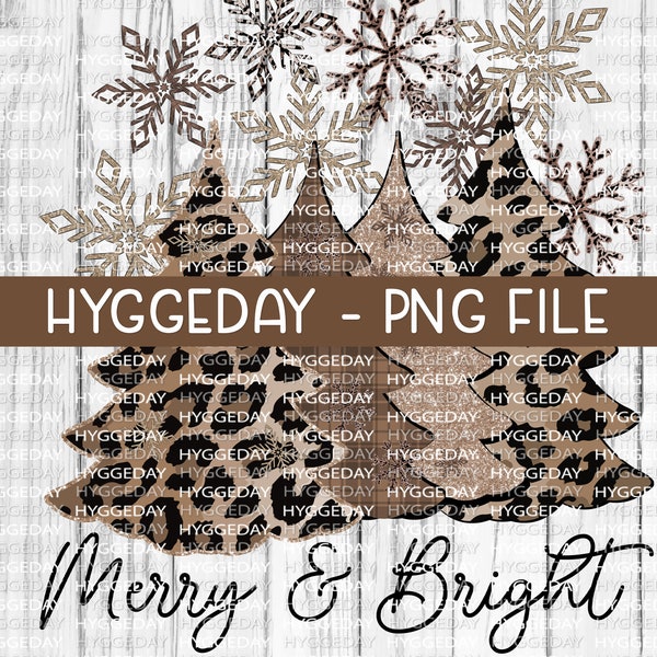 Merry Bright Christmas Trees png, Sublimation PNG, Christmas, Snowflake, joy, plaid, leopard, cheetah, design