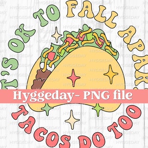 Tacos PNG, Descarga digital, Sublimación, Sublimate, vintage, retro, lindo, ok desmoronarse, salud mental, triste,