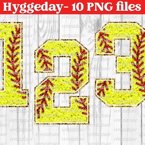 Digitale Chenille Zahlen PNG, digitaler Download, Sublimation, Sublimation, Grafik, Varsity Letters, Glitter, Sport, DTG, Softball