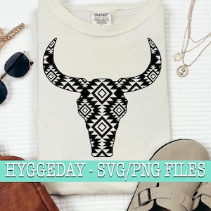 Crâne de vache aztèque Svg Dxf Png, boho, tribal, motif, country, Americana, ferme, western, taureau, fichiers pour Cricut, Silhouette, sublimer,