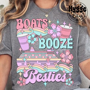 Bateaux Booze Besties PNG, téléchargement numérique, sublimation, sublime, mignon, rétro, vacances, croisière, amitié, été, fête, boire,