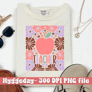 Leraar PNG, digitale download, sublimeren, sublimatie, waardering, einde van school, terug naar school, lesgeven, schattig, bohobloemen, trendy,