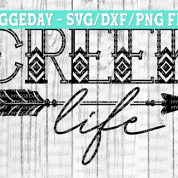 Creek Life SVG DXF PNG, vacation, chevron, boho, tribal, aztec, paddle, summer, sun, files for: Cricut, Silhouette, Sublimation