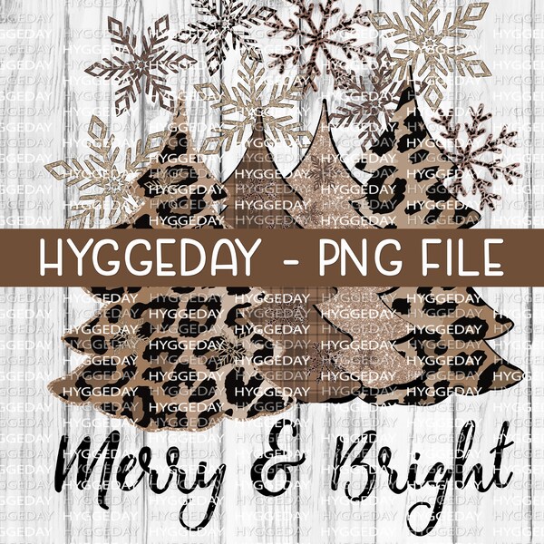 Merry Bright Christmas Trees png, Sublimation PNG, Christmas, Snowflake, joy, plaid, leopard, cheetah, design