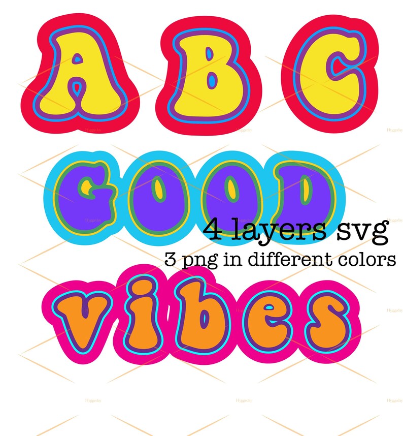 Download 4 Layered Font SVG Groovy Font PNG Retro Cut file | Etsy