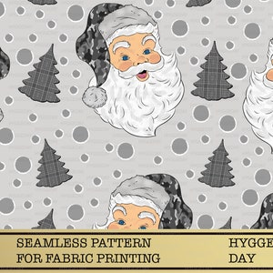 Nahtlose Weihnachten Png, digitales Papier, digitaler Download, Becher, Weihnachtsmann, Weihnachtsbäume, kariert, Hintergrund, Stoffdruck
