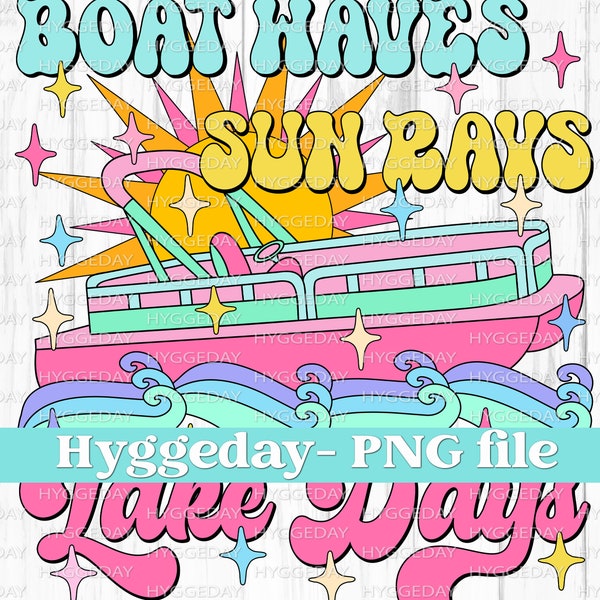 Boat Waves and Sun rays PNG, Digital Download, Sublimation, Sublimate, cute, retro, vacation, lake, boat, sail, sun, sunshine, y2k, 90s