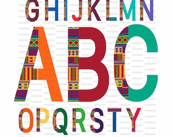 Multi Color Kente Pattern Stripe Alphabet Letters, Sublimate Download, Boho Letters, African, Afro American, Kente Cloth, Alphabet, Letters,